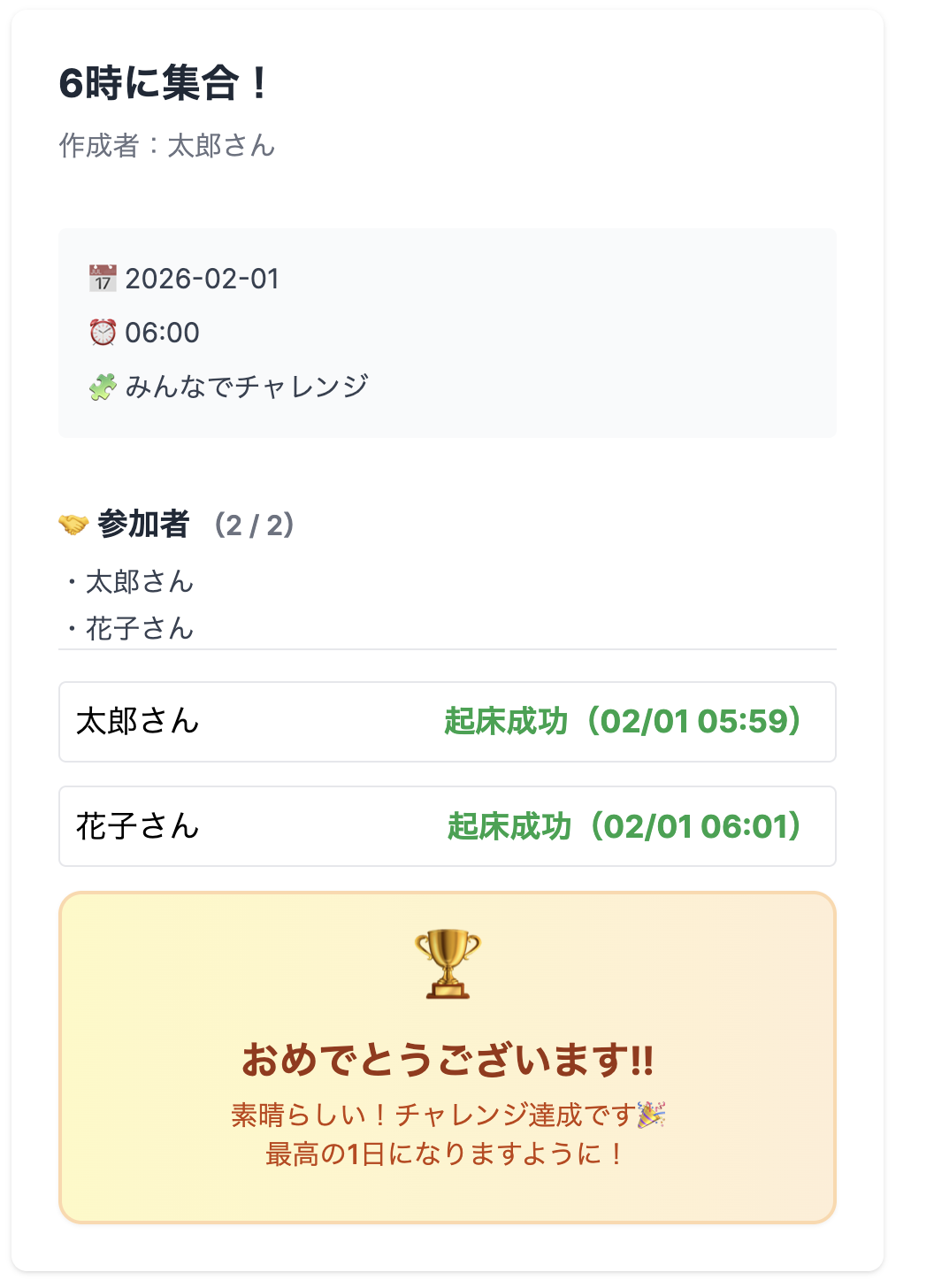成功したチャレンジ